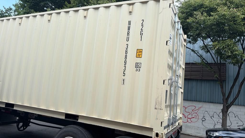 Shipping container on a trailer outside the Bronx facility